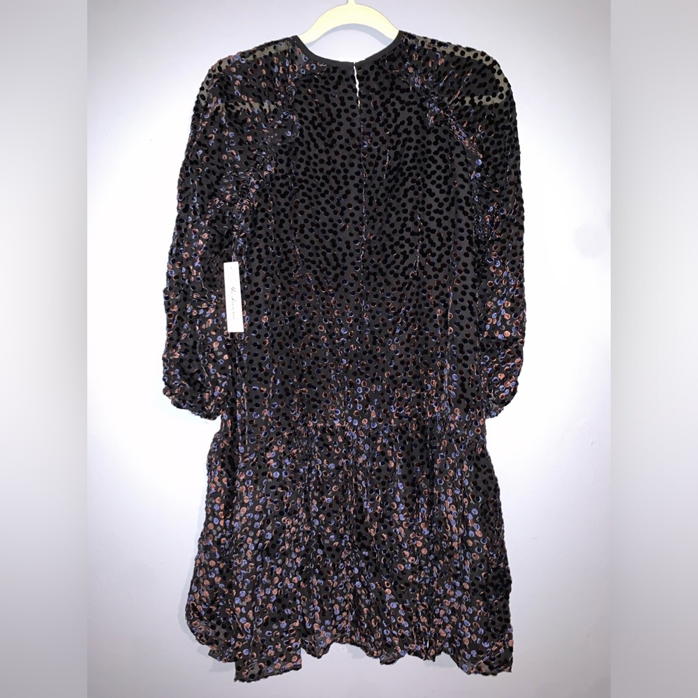 Saks Fifth Avenue Velvet Jet Mocha Navy Dress